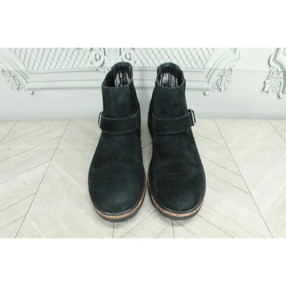 LL Bean Black Suede Slip On Buckled Chelsea Ankle Booties Size 9.5 M - Picture 5 of 8